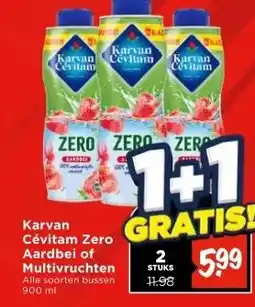 Vomar Voordeelmarkt Karvan Cévitam Zero Aardbei of Multivruchten aanbieding