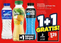 Vomar Voordeelmarkt Aquarius, Powerade of Fuze Tea aanbieding