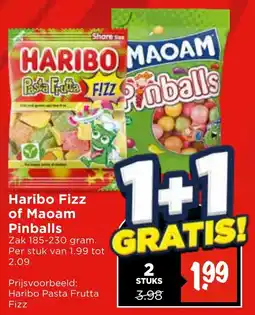 Vomar Voordeelmarkt Haribo Fizz of Maoam Pinballs aanbieding