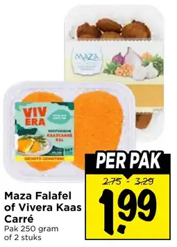 Vomar Voordeelmarkt Maza Falafel of Vivera Kaas Carré aanbieding