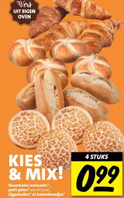 Nettorama Roomboter croissants, petit pains wit of bruin, tijgerbollen of kaiserbroodjes aanbieding