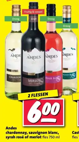 Nettorama Andes chardonnay, sauvignon blanc, syrah rosé of merlot aanbieding