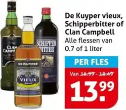 Hoogvliet De Kuyper vieux, Schipperbitter of Clan Campbell aanbieding