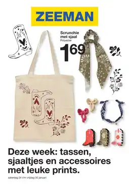 Zeeman Scrunchie met sjaal aanbieding