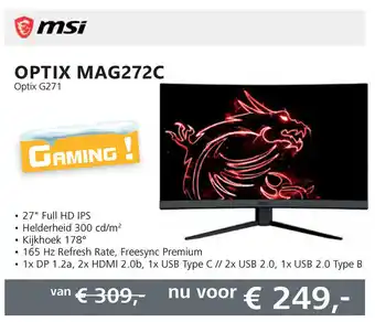 Informatique MSI OPTIX MAG272C (Optix G271) aanbieding