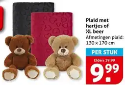 Hoogvliet Plaid met hartjes of XL beer aanbieding