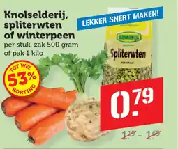Coop Knolselderij spliterwten of winterpeen aanbieding