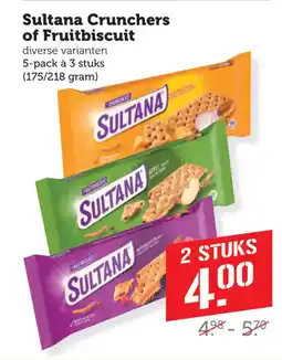 Coop Sultana crunchers of fruitbiscuit aanbieding