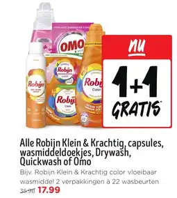 Jumbo Alle Robijn Klein & Krachtig, capsules, wasmiddeldoekjes, Drywašh, Quickwash of Omo aanbieding