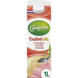 Jumbo Campina Dubbelvla aardbei-vanille 1 L aanbieding
