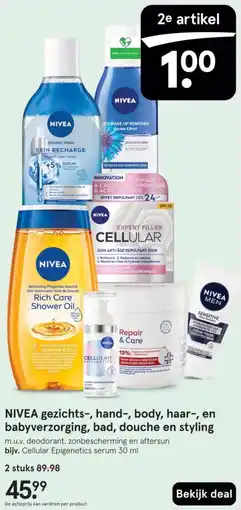 Etos NIVEA gezichts, hand, body, haar, en babyverzorging, bad, douche en styling aanbieding