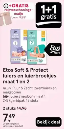 Etos Etos Soft & Protect luiers en luierbroekjes maat 1 en 2 aanbieding