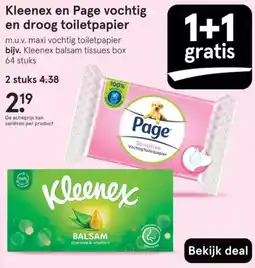Etos Kleenex en Page vochtig en droog toiletpapier aanbieding