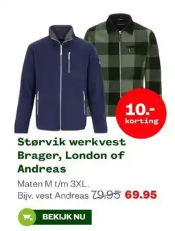 Welkoop Størvik werkvest Brager, London of Andreas aanbieding