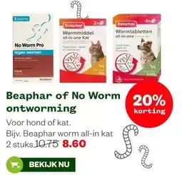 Welkoop Beaphar of No Worm 20% ontworming aanbieding