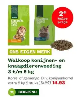 Welkoop Welkoop konijnen- en knaagdierenvoeding 3 t/m 5 kg aanbieding