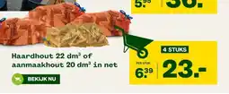 Welkoop Haardhout 22 dm³ of aanmaakhout 20 dm³ in net aanbieding