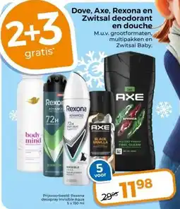 Trekpleister Dove, Axe, Rexona en Zwitsal deodorant en douche aanbieding