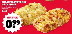 MCD Supermarkt FOCACCIA PEPERONI OF CAPRESE aanbieding