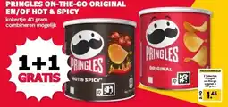MCD Supermarkt PRINGLES ON-THE-GO ORIGINAL EN/OF HOT & SPICY aanbieding