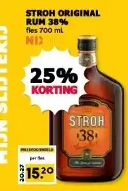 MCD Supermarkt STROH ORIGINAL RUM 38% aanbieding