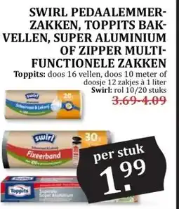 MCD Supermarkt SWIRL PEDAALEMMER- ZAKKEN, TOPPITS BAK-VELLEN, SUPER ALUMINIUM OF ZIPPER MULTI- FUNCTIONELE ZAKKEN aanbieding