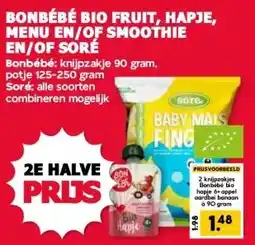 MCD Supermarkt BONBÉBÉ BIO FRUIT, HAPJE, MENU EN/OF SMOOTHIE EN/OF SORÉ aanbieding