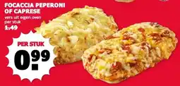 MCD Supermarkt FOCACCIA PEPERONI OF CAPRESE aanbieding