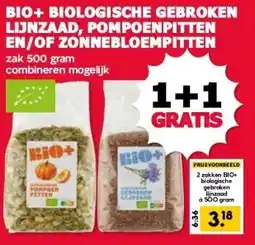 MCD Supermarkt BIO+ BIOLOGISCHE GEBROKEN LIJNZAAD, POMPOENPITTEN EN/OF ZONNEBLOEMPITTEN aanbieding