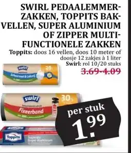 MCD Supermarkt SWIRL PEDAALEMMER- ZAKKEN, TOPPITS BAK-VELLEN, SUPER ALUMINIUM OF ZIPPER MULTI- FUNCTIONELE ZAKKEN aanbieding