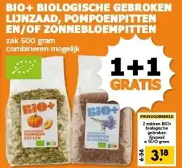CoopCompact BIO+ BIOLOGISCHE GEBROKEN LIJNZAAD, POMPOENPITTEN EN/OF ZONNEBLOEMPITTEN aanbieding