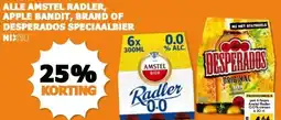 CoopCompact ALLE AMSTEL RADLER, APPLE BANDIT, BRAND OF DESPERADOS SPECIAALBIER aanbieding