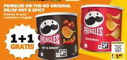 CoopCompact PRINGLES ON-THE-GO ORIGINAL EN/OF HOT & SPICY aanbieding
