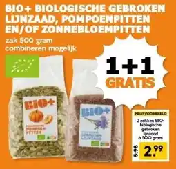Coop BIO+ BIOLOGISCHE GEBROKEN LIJNZAAD, POMPOENPITTEN EN/OF ZONNEBLOEMPITTEN aanbieding