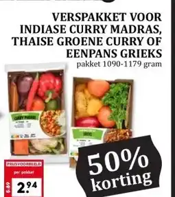Coop VERSPAKKET VOOR INDIASE CURRY MADRAS, THAISE GROENE CURRY OF EENPANS GRIEKS aanbieding