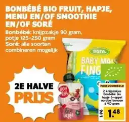 Coop BONBÉBÉ BIO FRUIT, HAPJE, MENU EN/OF SMOOTHIE EN/OF SORÉ aanbieding
