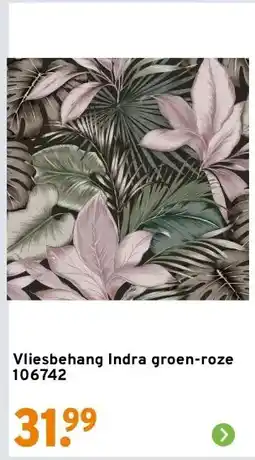 GAMMA Vliesbehang Indra groen-roze 106742 aanbieding