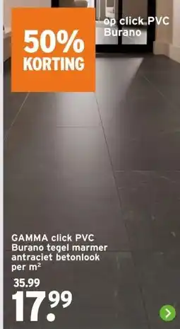 GAMMA GAMMA click PVC Burano tegel marmer antraciet betonlook aanbieding