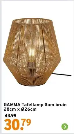 GAMMA GAMMA Tafellamp Sam bruin 28cm x Ø26cm aanbieding