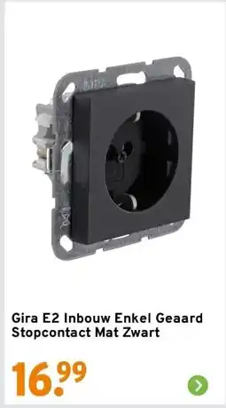 GAMMA Gira E2 Inbouw Enkel Geaard Stopcontact Mat Zwart aanbieding