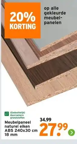 GAMMA Meubelpaneel naturel eiken ABS aanbieding