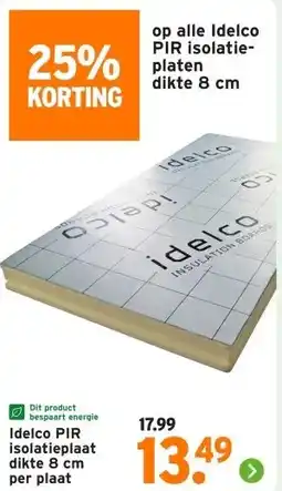 GAMMA Idelco PIR isolatieplaat dikte aanbieding