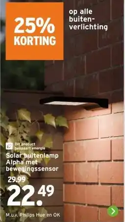 GAMMA Solar buitenlamp Alpha met bewegingssensor aanbieding