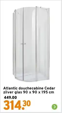 GAMMA Atlantic douchecabine Cedar zilver glas 90 x 90 x 195 cm aanbieding