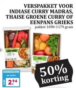 Boon`s Markt VERSPAKKET VOOR INDIASE CURRY MADRAS, THAISE GROENE CURRY OF EENPANS GRIEKS aanbieding