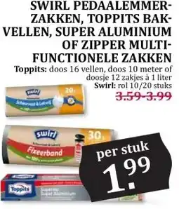 Boon`s Markt SWIRL PEDAALEMMER- ZAKKEN, TOPPITS BAK-VELLEN, SUPER ALUMINIUM OF ZIPPER MULTI- FUNCTIONELE ZAKKEN aanbieding