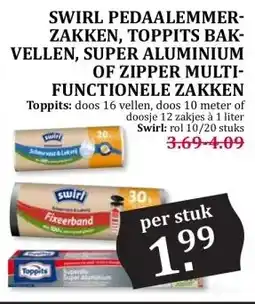 Boon`s Markt SWIRL PEDAALEMMER- ZAKKEN, TOPPITS BAK-VELLEN, SUPER ALUMINIUMOF ZIPPER MULTI- FUNCTIONELE ZAKKEN aanbieding