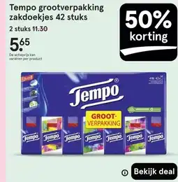 Etos Tempo grootverpakking zakdoekjes 42 stuks aanbieding