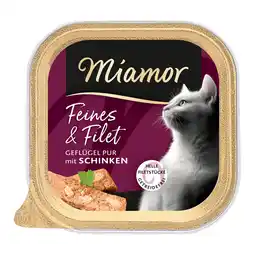 Zooplus Voordeelpakket: 32x 100g Miamor Feines & Filet Gevogelte Pur & Ham nat kattenvoer aanbieding