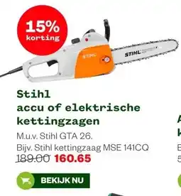 Welkoop Stihl accu of elektrische kettingzagen aanbieding